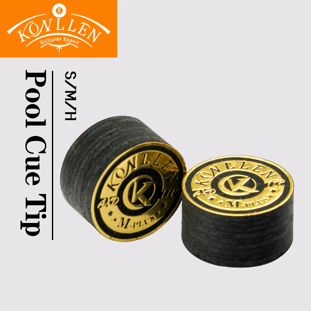 

KONLLEN Cue Tip14mm Multi-Layers Pool Cue Tip S/M/H Hardness 9 Layers of Pig Skin Cue Stick Tip Professional Billiard Accessory