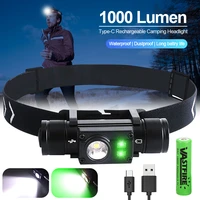 greenwhitered head light 7 lighting modes headlamp usb rechargeable work light outdoor fishing camping torch dropshipping