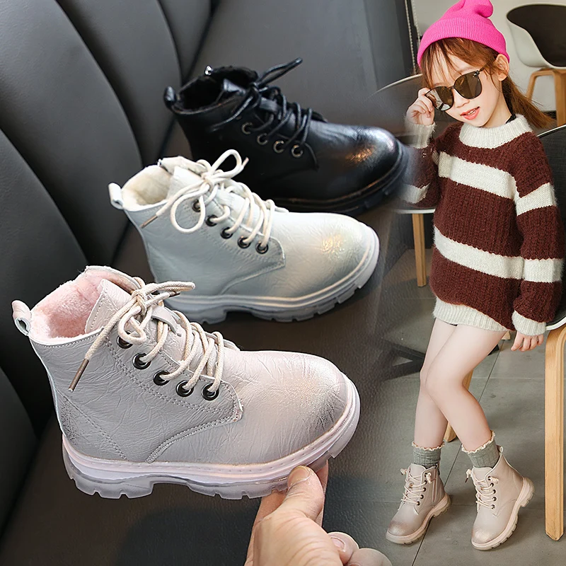 Ботинки для девочек Новинка 2019 года модная обувь мальчиков в Корейском стиле