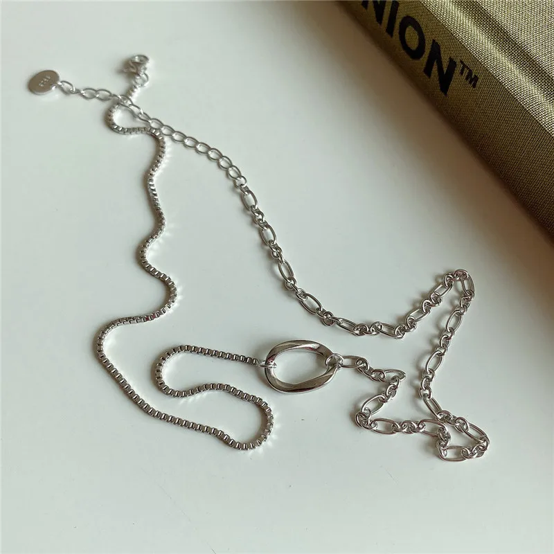 RUIYI Реальное серебро 925 пробы Минималистичная цепочка коробки Niche Chokers Женщины Изысканная простота Золотое серебряное ожерелье Ювелирные изделия.