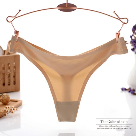 Цельные женские стринги из ледяного шелка бесшовные 3 цвета сексуальные трусики