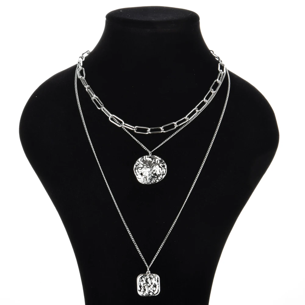 Женское ожерелье с подвеской на замке многослойная цепочка из сплава