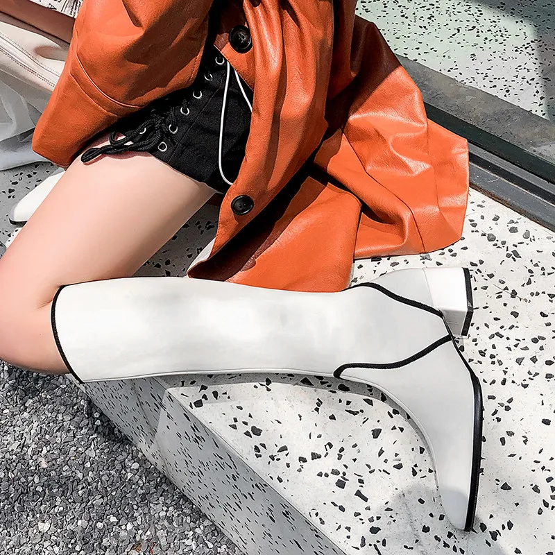 

Asumer 2020 Newest fashion knee high boots women genuine leather shoes mixed color autumn winter square heel riding boots woman