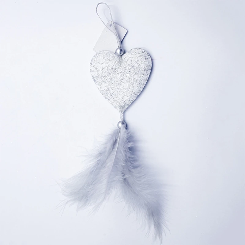 

Q0KF Christmas Tree Star Heart Shape Feather Doll Pendant Cute Cartoon Elegant Xmas Hanging Ornament Home Decor Festive Party