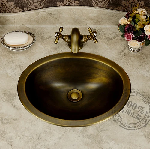 

Classic bronze wash basin counter vintage bathroom copper basin