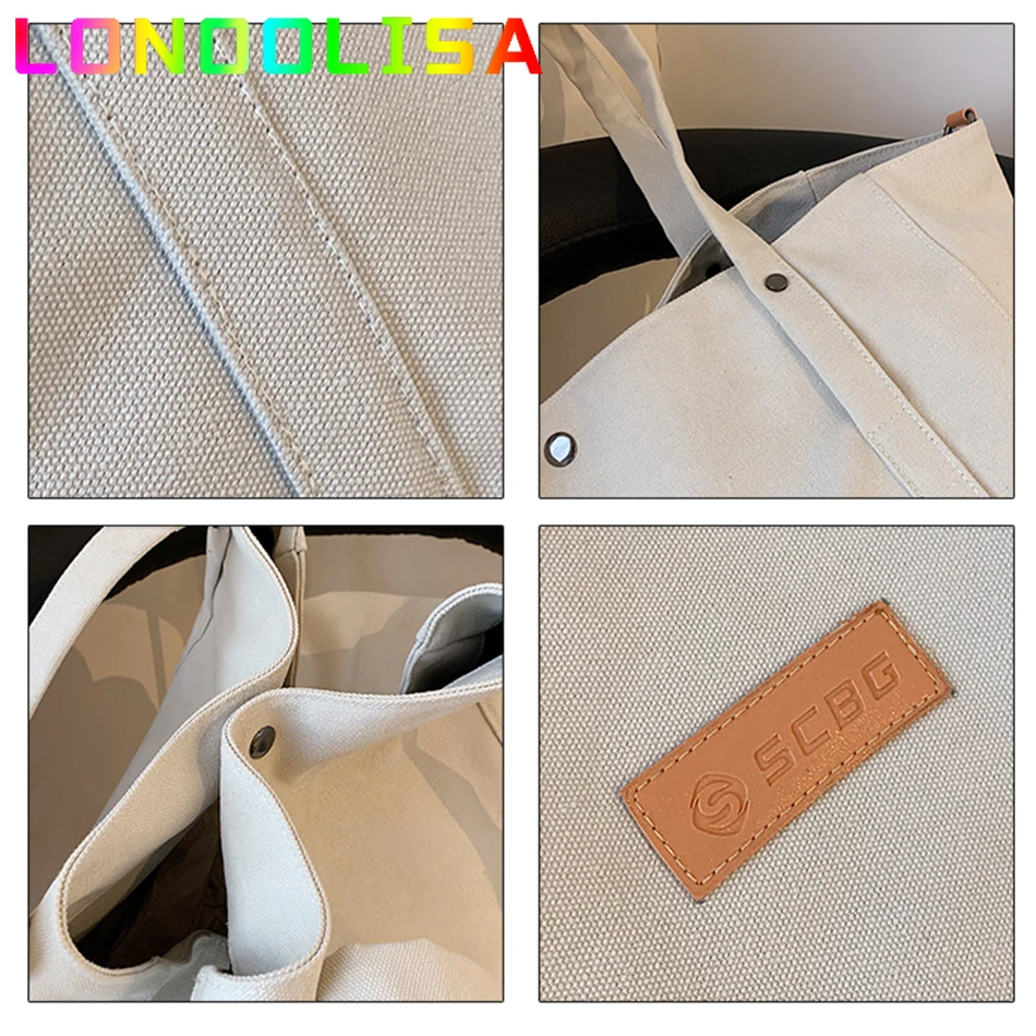 

Simple Large Capacity Female Wild 2021 New Fashion Shoulder Bag INS Net Red Canvas Shopping Cloth Bag Portable Tote Shoulder Sac