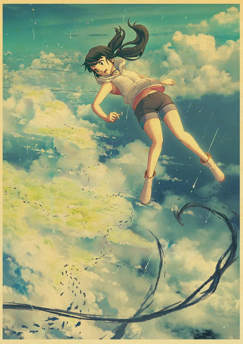 E171 Makoto Shinkai фильм выветривание с вами Ретро плакаты японский унисекс Декор крафт-бумага Детская Спальня Декор - Color: E171