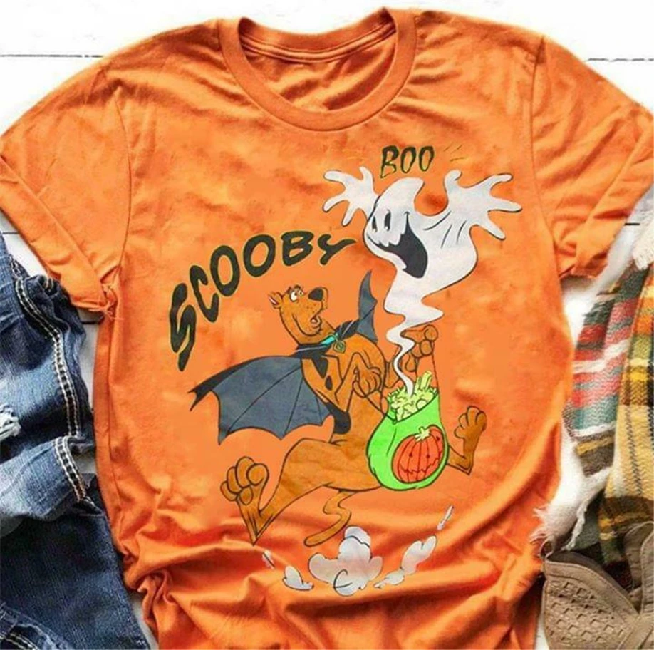 Scooby Boo Doo Ghost подарок на Хэллоуин оранжевый хлопок мужская S 6Xl футболка Удобная