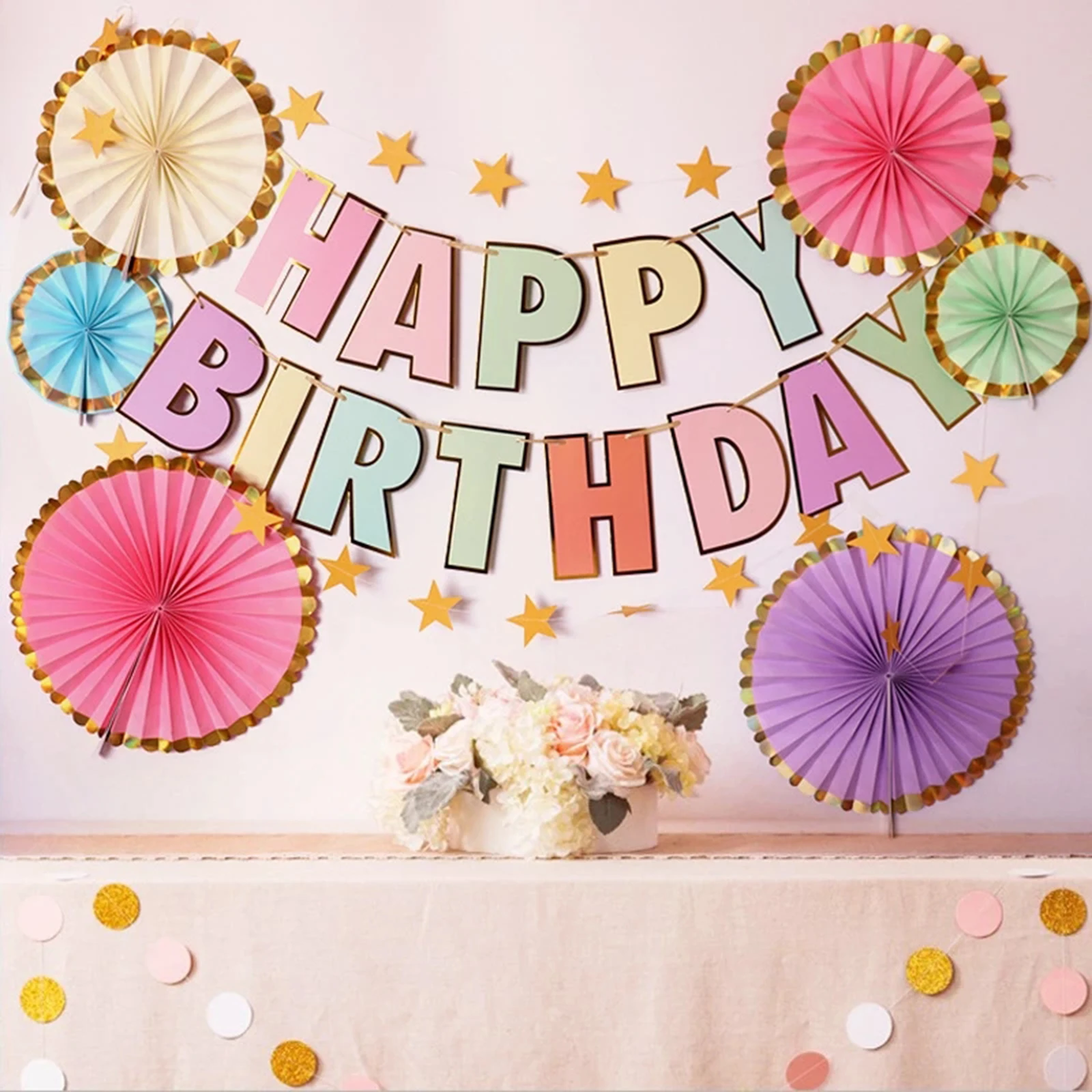 

HAPPY BIRTHDAY Banner Macaron Candy Pastel Garland Bunting Boy Girl Baby Shower 1st Birthday Pastel Party Decoration Christening