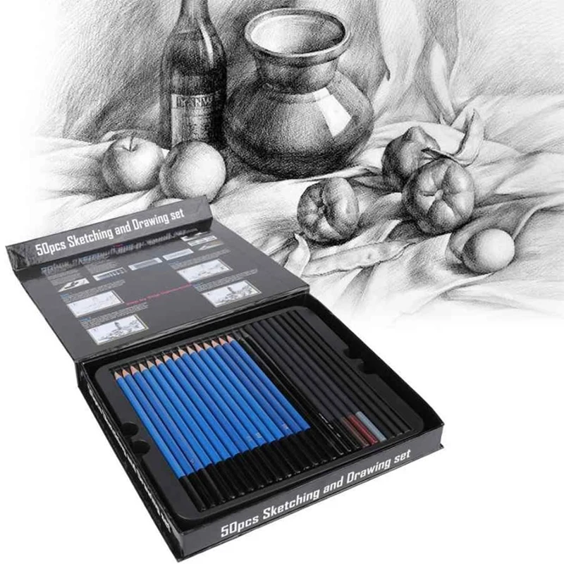 

50Pcs Sketching Pencils Set Professional Drawing Wood Pencil Kit for School Students Painting Tool Art Supplies