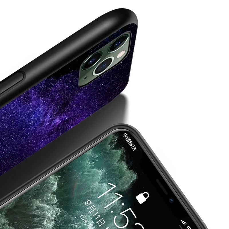

Bright Starry Sky For iPhone 12 11 XS Pro Max Mini XR X 8 7 6 6S Plus 5 SE 2020 Black Cover Phone Case