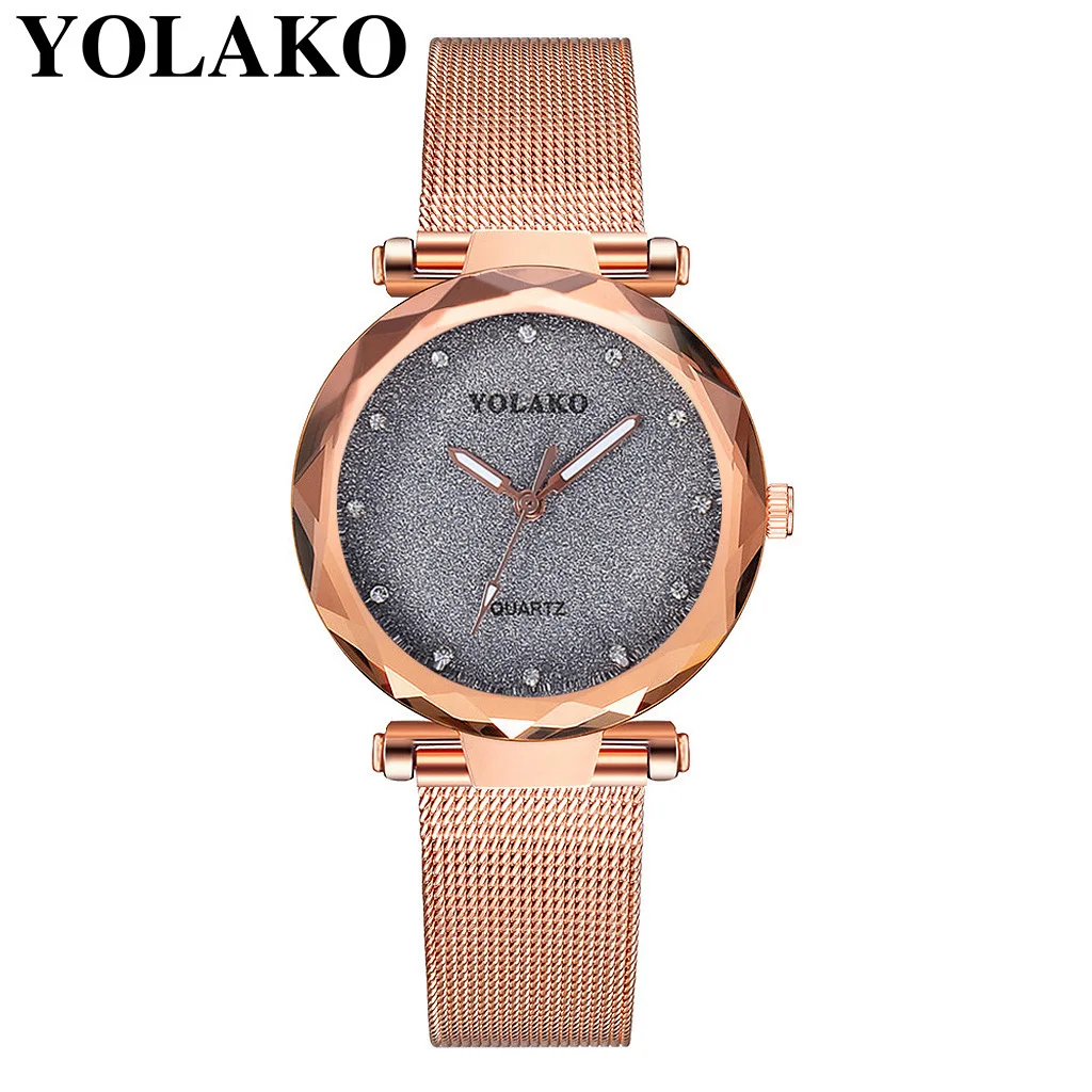 Женские кварцевые часы с большим циферблатом из розового золота Geneva женские