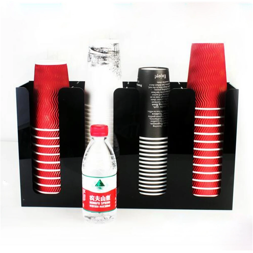 Вертикальный акриловый держатель для бумажных стаканчиков с 4 ячейками бара