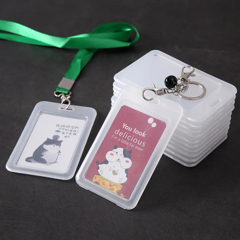 

5PCS Cartoon transparent pp solid color card set single shell student lanyard bus access card set simple candy color card set