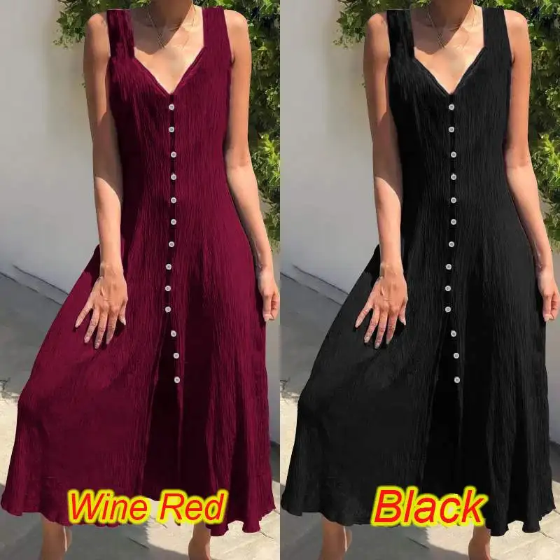 ZANZEA, летнее женское платье, элегантное, однотонное, длинный жилет, Vestidos, на пуговицах, v-образный вырез, Vestidos, сексуальное, с разрезом, длинное, макси, сарафан, 7