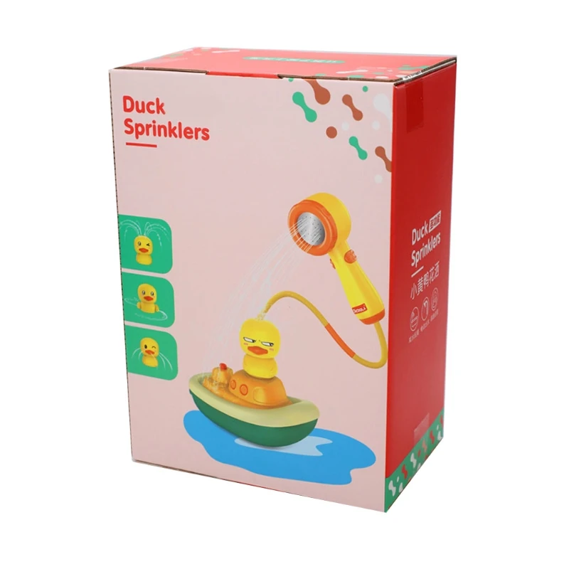 

1Set Bath Water Spray Toy Cartoon Duck Interactive Bathing Sprinkler Water Toy with Electric Duck Boat Water Game Toy