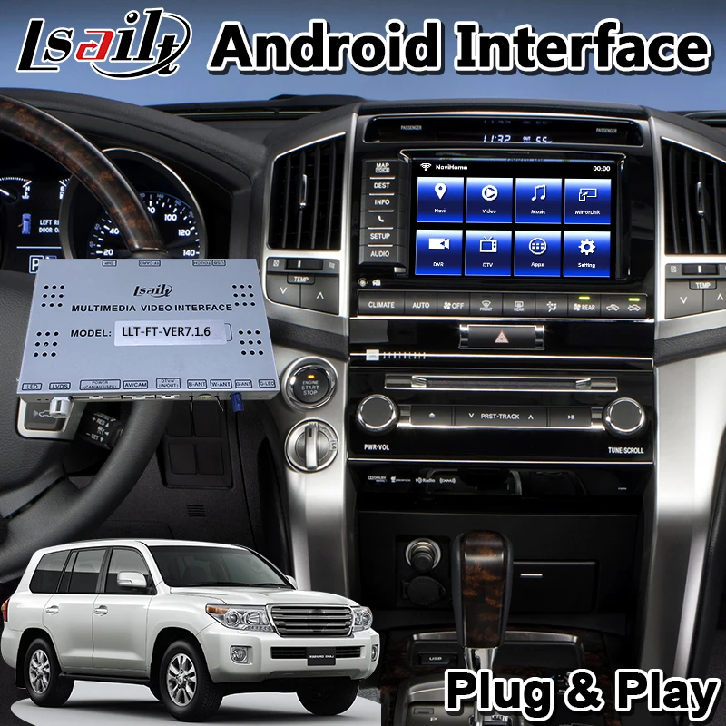 Видеоинтерфейс Lsailt Android Carplay для Toyota Land Cruiser LC200 2013 2015 GPS навигация мультимедийная
