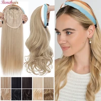 benehair 22inch synthetic wavy headband part wig black blonde head hoop hairpieces straight clip in hair extensions topper hair