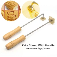 cake baking stamp handle brand handle burning mold cake cookie wood brass hot stamping mold for diy cake logo embossed tools