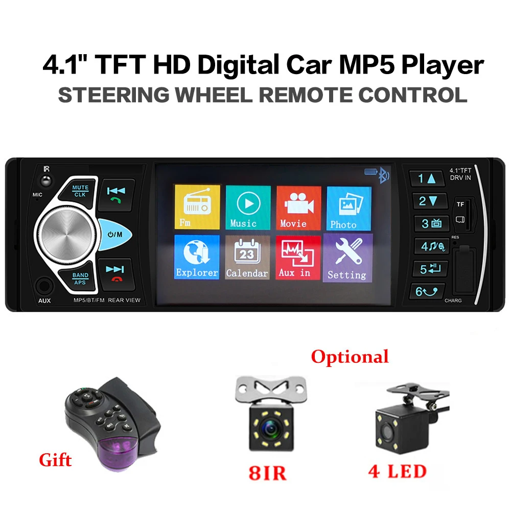 Автомагнитола 1din 4022d автомобильная аудиосистема с экраном 4 1 дюйма Bluetooth