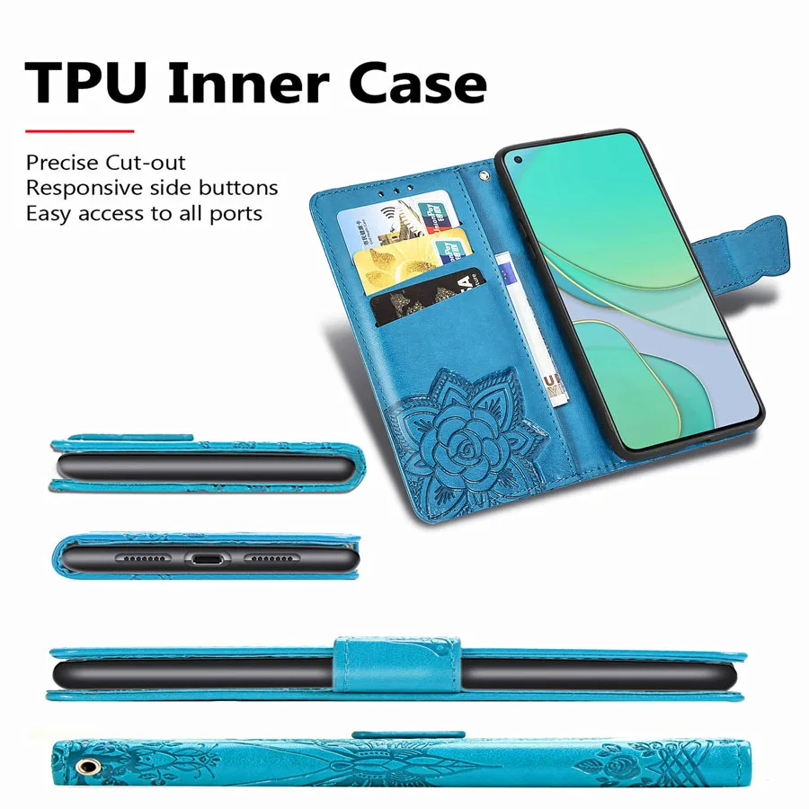 

Flip Phone Cover For Oneplus 8T Case 3D Butterfly Leather Case For One plus 8T Wallet Cover With Card Slot