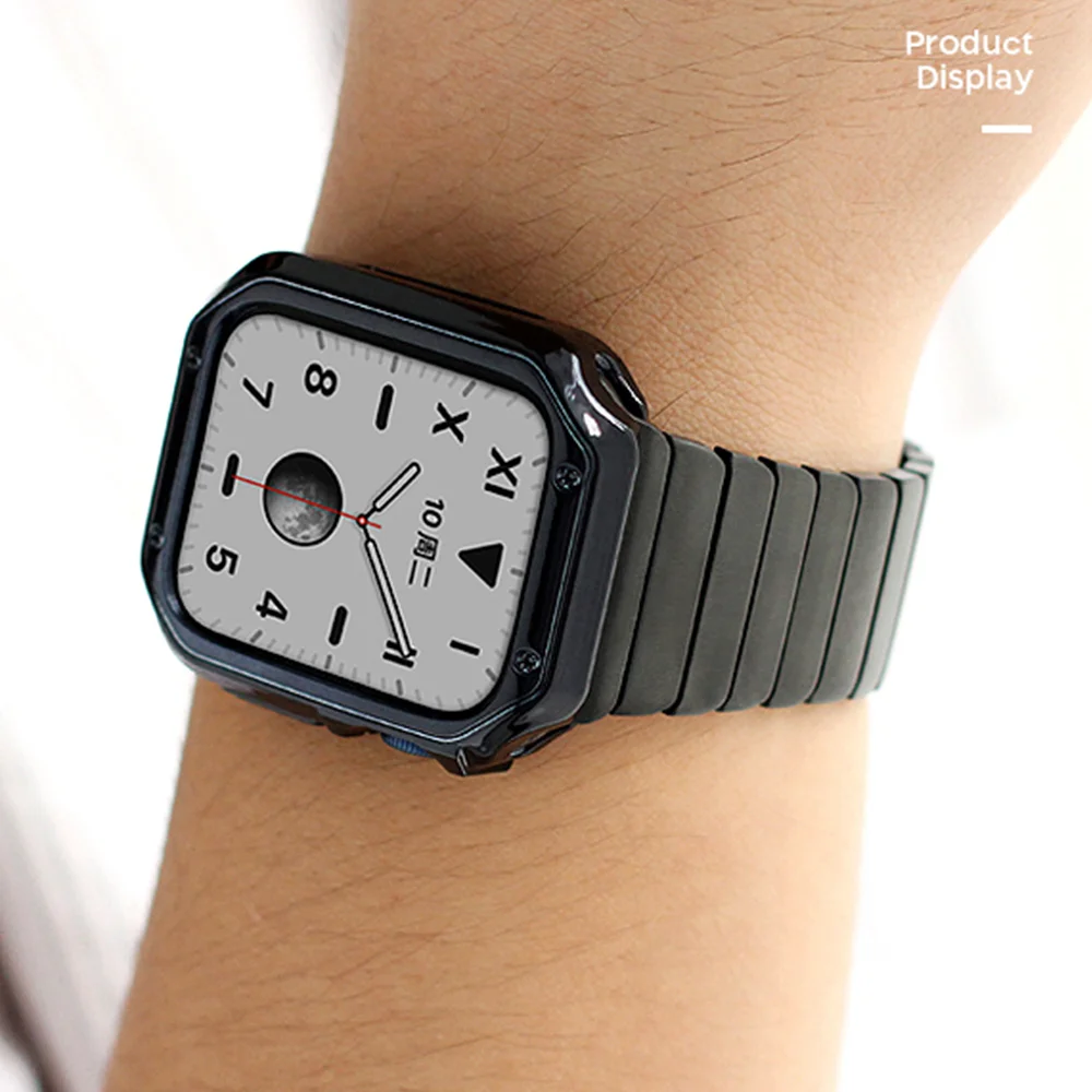 For Apple Watch Series 6 5 4 3 2 Band Strap 40mm 44mm 42mm Black Stainless Steel Bracelet Strap Adapter for iWatch Band 4 3 38mm