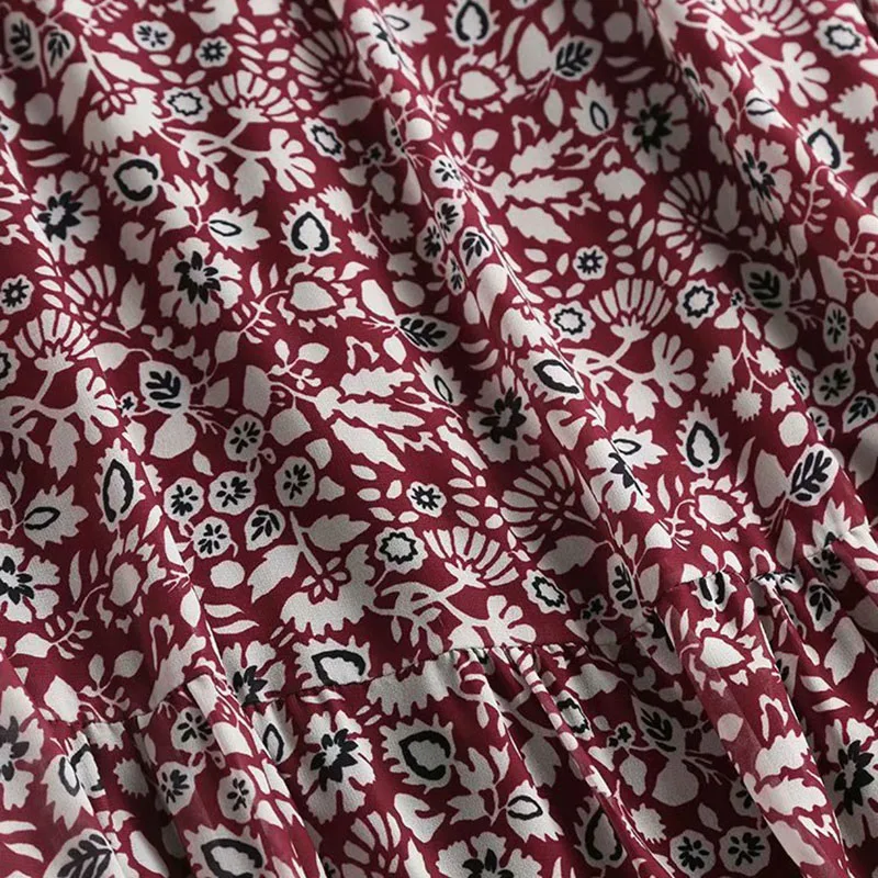 

2021 Spring and Autumn New Elegant Round Neck Long Sleeve Floral Print Fashion All-match Dress Women