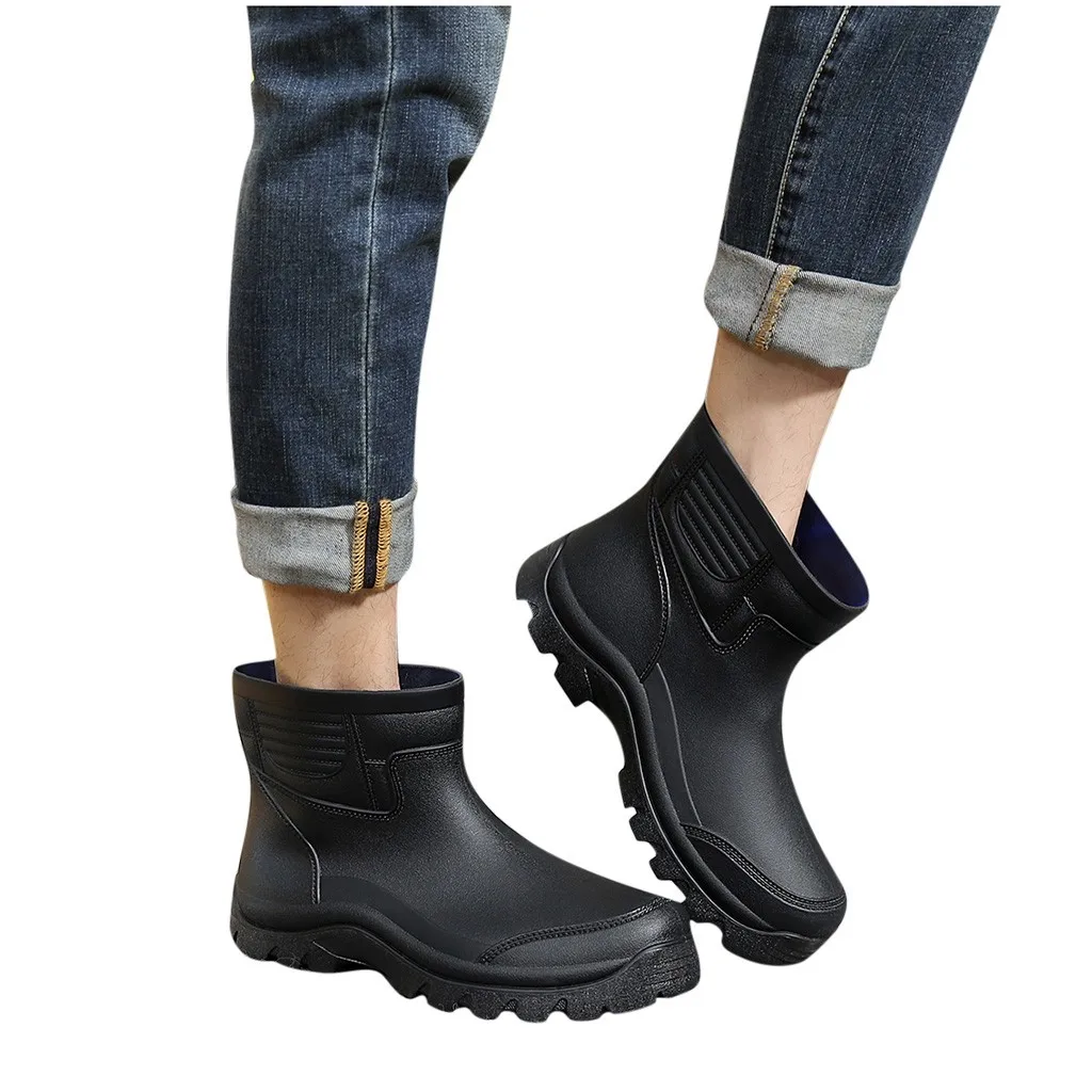 Мужская Нескользящая водонепроницаемая обувь непромокаемые сапоги модная для