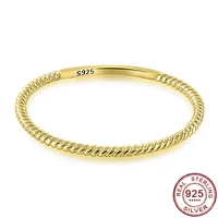 stackable rings 925 sterling silver minimalist twisted rope thin ring fashion simple gold color jewelry hot selling female gifts