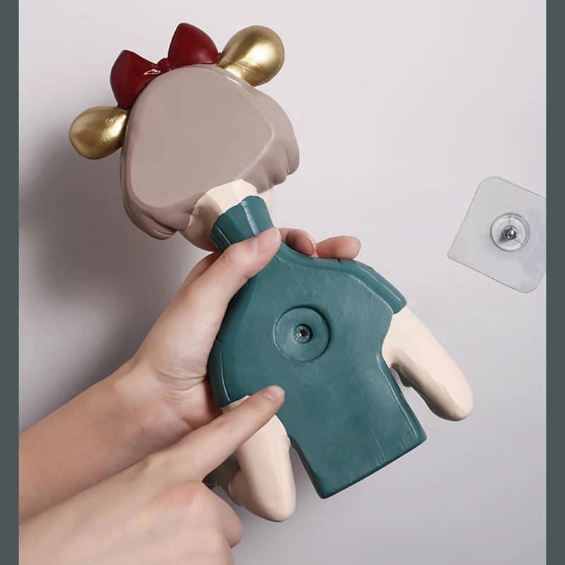 

Creative Bowknot Girl Paper Towel Tube Hotel Apartment Bathroom Hole Free Wall Hanging Towel Rack Face Towel Storage Rack