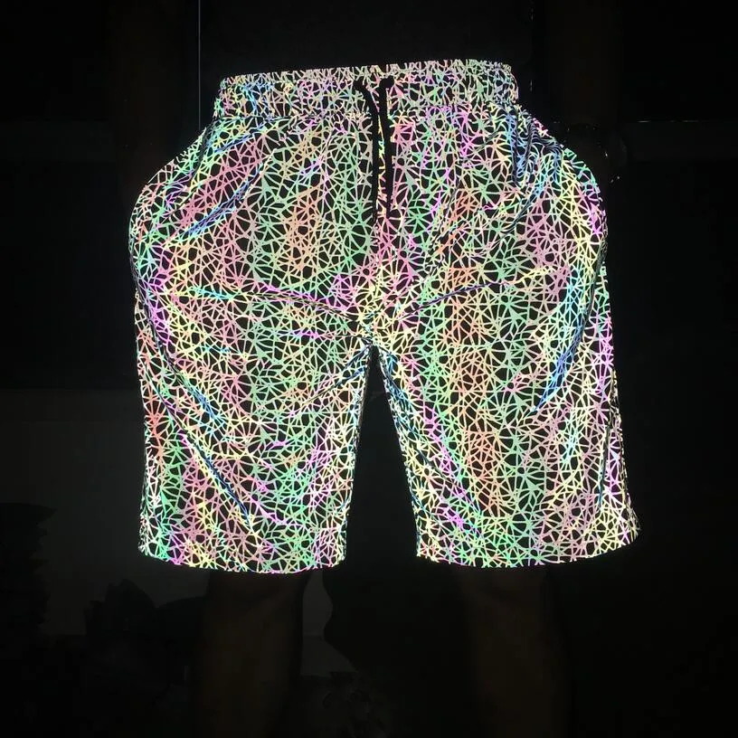 Шорты мужские светоотражающие в полоску уличные Короткие штаны стиле