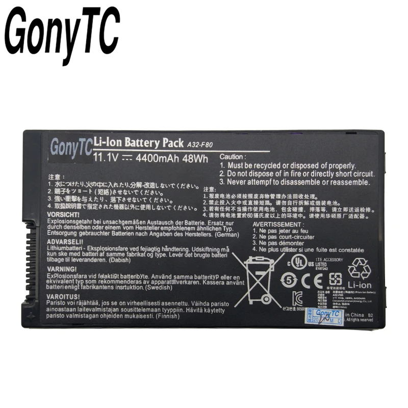 GONYTC A32-F80 Аккумулятор для ноутбука ASUS F80 F80Cr F80s F81 F81E F83 F83Cr F83E F83S F83Se F83T K41 N60 N60D Pro83 Pro86 |