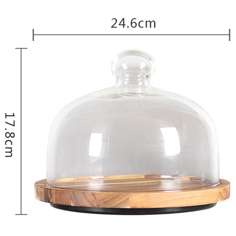 Западный поворотный лоток для торта прозрачная стеклянная крышка бамбуковый
