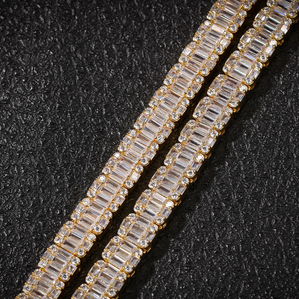 TBTK Iced Out белый квадратный багет Кластерные цепи ожерелье мужские модные подвески ювелирные изделия серебро хип-хоп шикарное тяжелое ожерелье