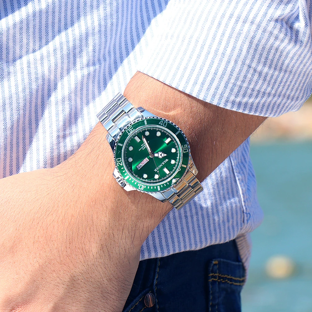 WAKNOER деловые повседневные Брендовые мужские кварцевые часы светящиеся