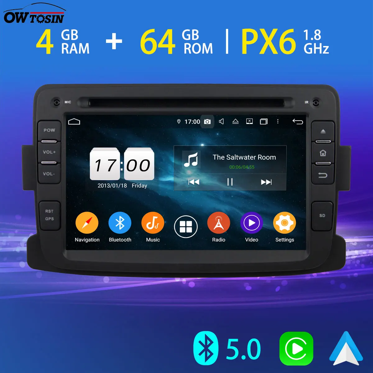 4G LTE PX6 4 + 64G Автомобильный DVD мультимедийный плеер для Renault Duster Dacia Dokker велосипедная