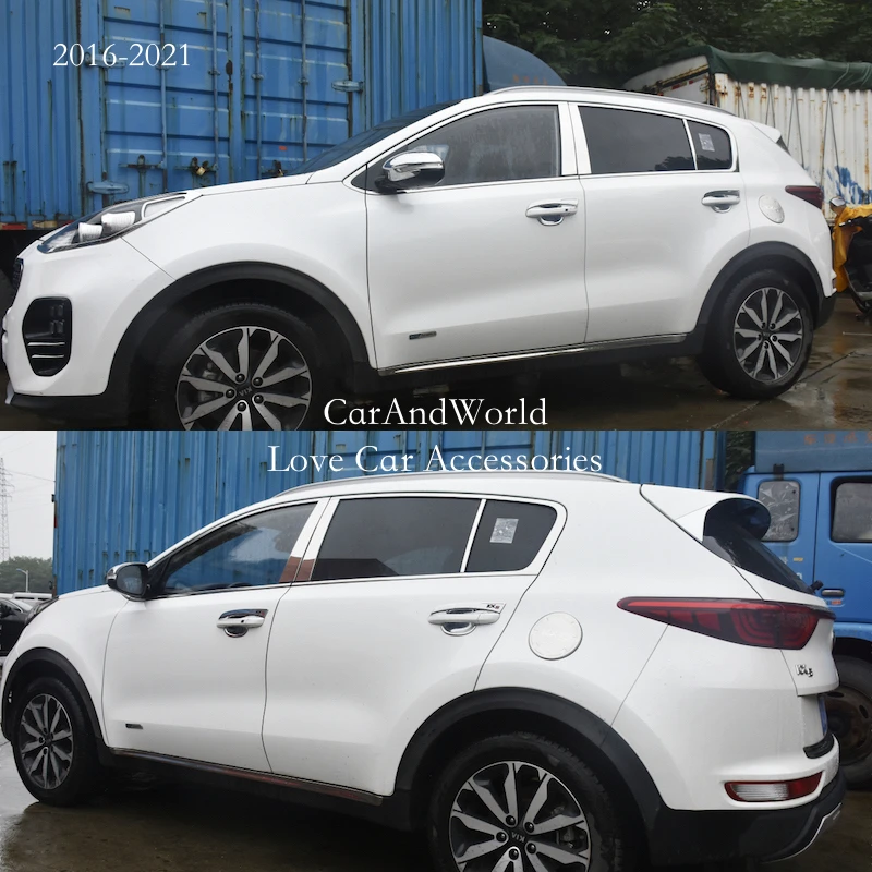 

For Kia Sportage QL 2007-2022 Stainless Car Door Window Pillar Posts B/C Post Column Cover Trims Sticker External Accessories