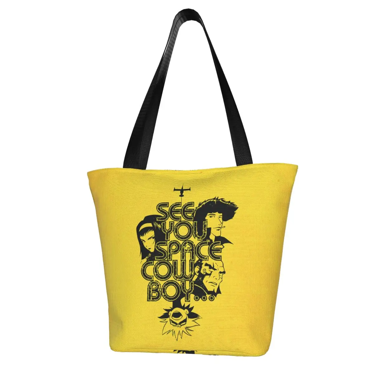 

Cowboy Bebop Shopping Bag Woman Bulk Handbags Retro Polyester Travel Bags