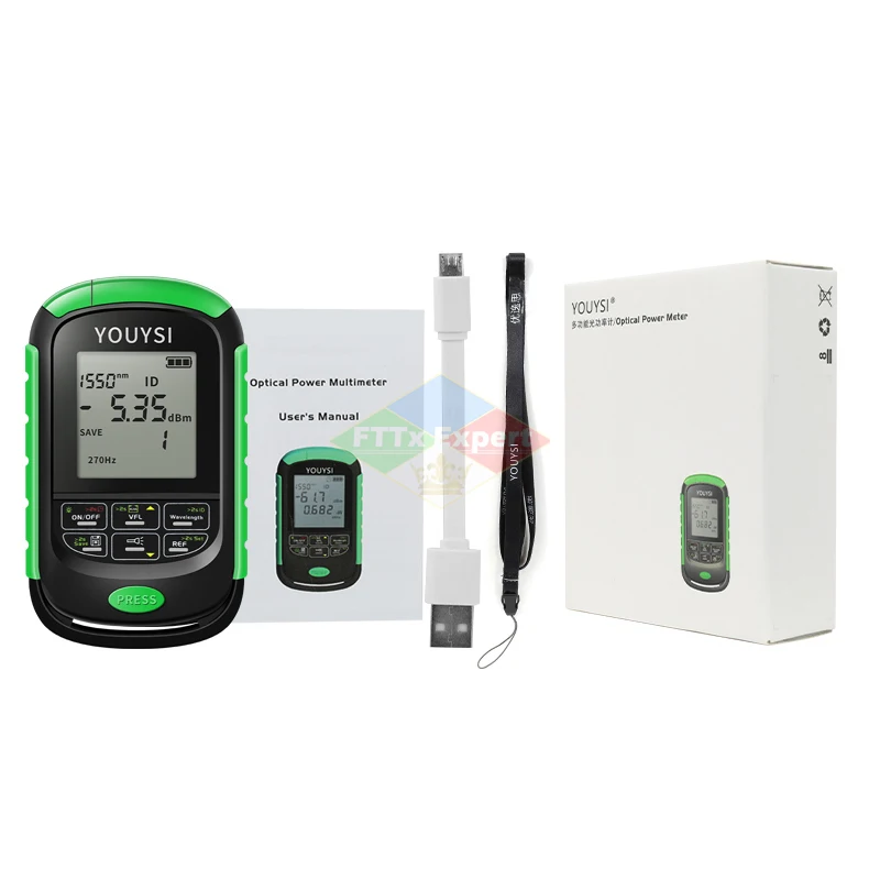 New 4in1 Li-Lion Battery Optical Power Meter Visual Fault Locator Network Cable Test Optical Fiber Tester LED VFL