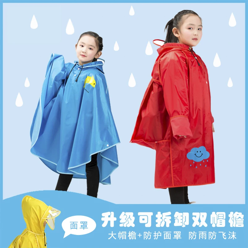 

Children's Raincoat Boys and Girls Cape Cape Baby Raincoat One-Piece Padded School Clothes Primary School Kindergarten Poncho