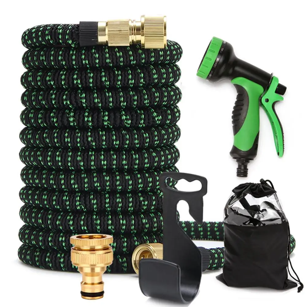 

25-100 Ft Expandable Water Garden Hose Expanding Flexible Hose With Strength Stretch Fabric With Copper Connectors (US Plug)