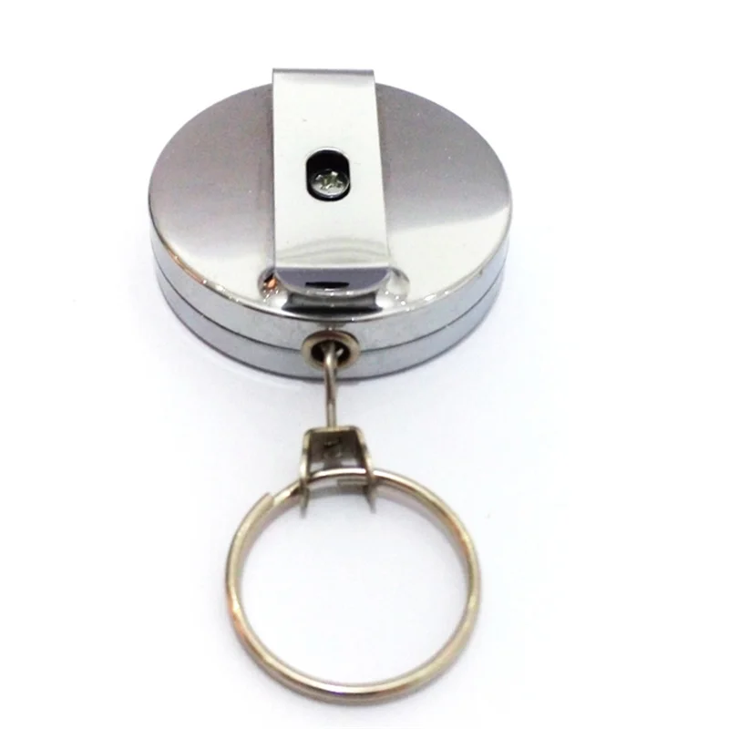 new retractable pull key ring id badge lanyard name tag card holder recoil reel belt clip metal housing metal covers 5cm free global shipping