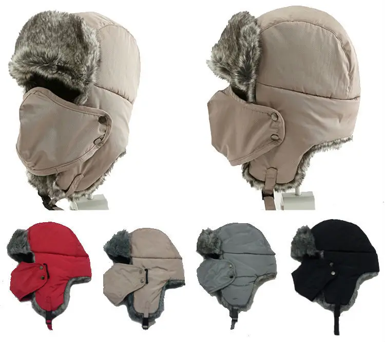 Unisex Winter Windproof Hat With Face Mask Sport Outdoor Ski Ushanka Earflap Bomber Trapper Caps Russian Hats | Аксессуары для