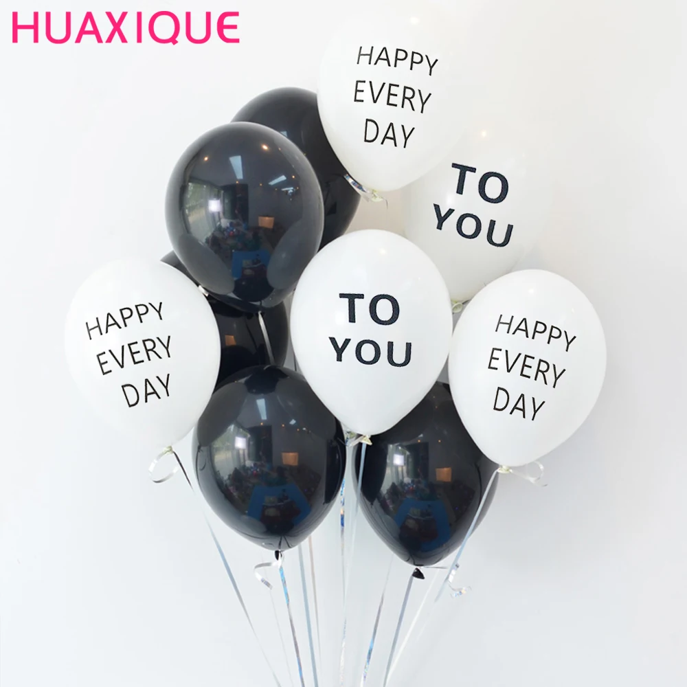 

White Black Letter Latex Happy Birthday Balloons Birthday Party Valentine's Day Wedding Decoration Baby Children Toy Balloons
