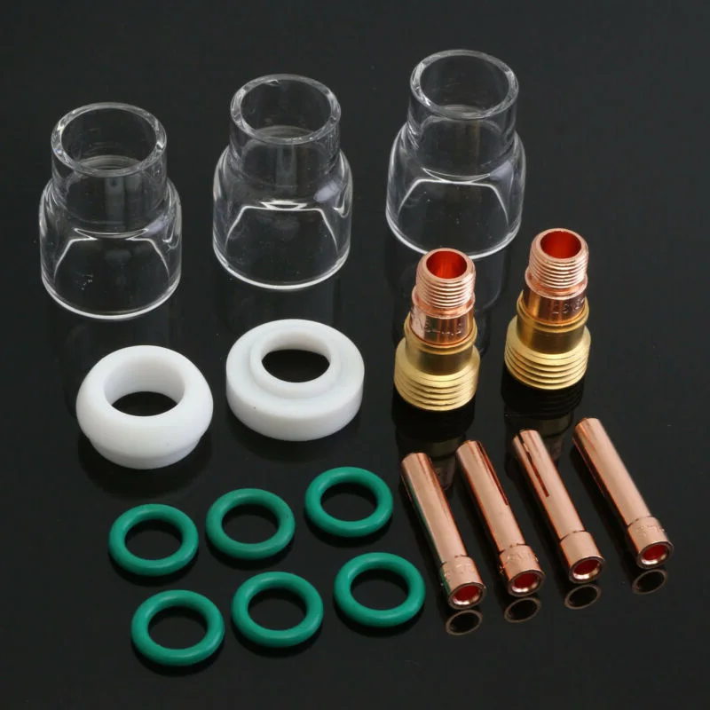 

17pcs TIG Welding Torch Welded Gas Lens # 12 Heat Cup For WP-17/18/26 Torch
