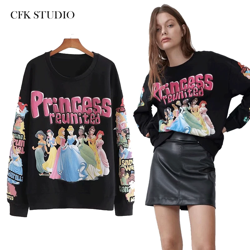 Женская толстовка с капюшоном ZA черная хлопковая оверсайз длинным рукавом и