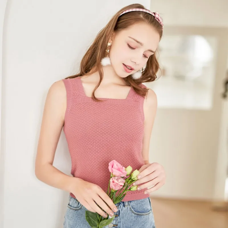 

Square Neck Sleeveless Summer Top Women Casual Basic Vest Tops Cami Sexy Backless Tank Top