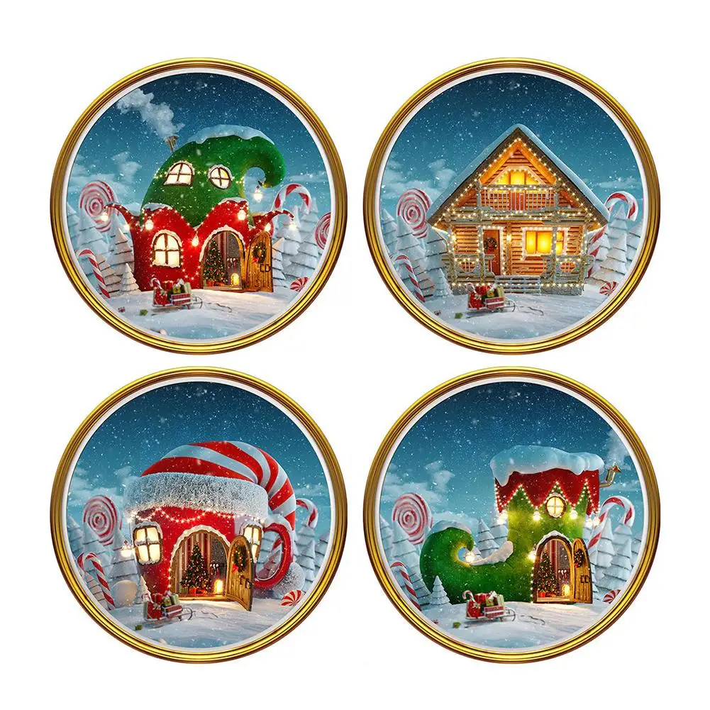 4 шт. Персонализированная имитация 3D декоративная картина Рождественская