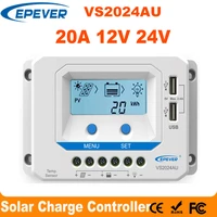 epever vs2024au 20a solar charge controller 12v 24v backlight lcd dual usb 5v solar panel regulator common positive for home