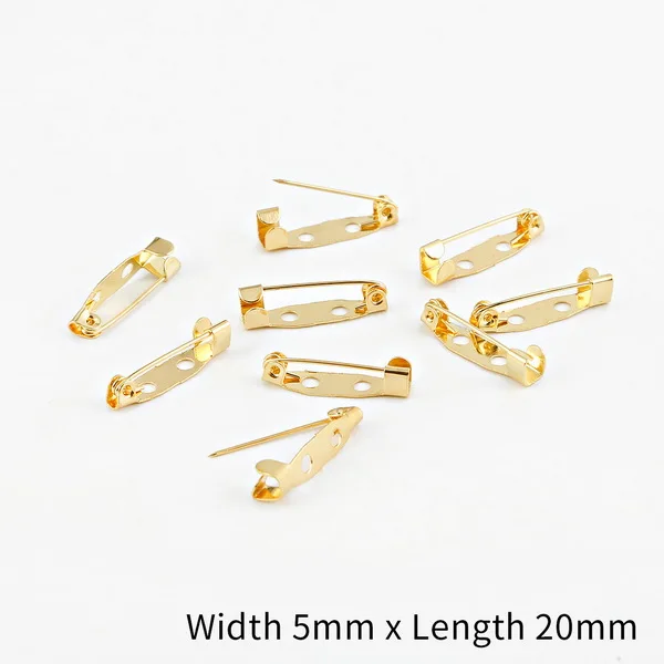 Gold 5x20mm 50 шт./Партия 15 20 25 30 35 мм золото/серебро/бронзовая брошь зажим базовые булавки безопасные булавки брошь настройки базы для украшений ручной работы Изготовление ювелирных изделий - Цвет: Gold 5x20mm